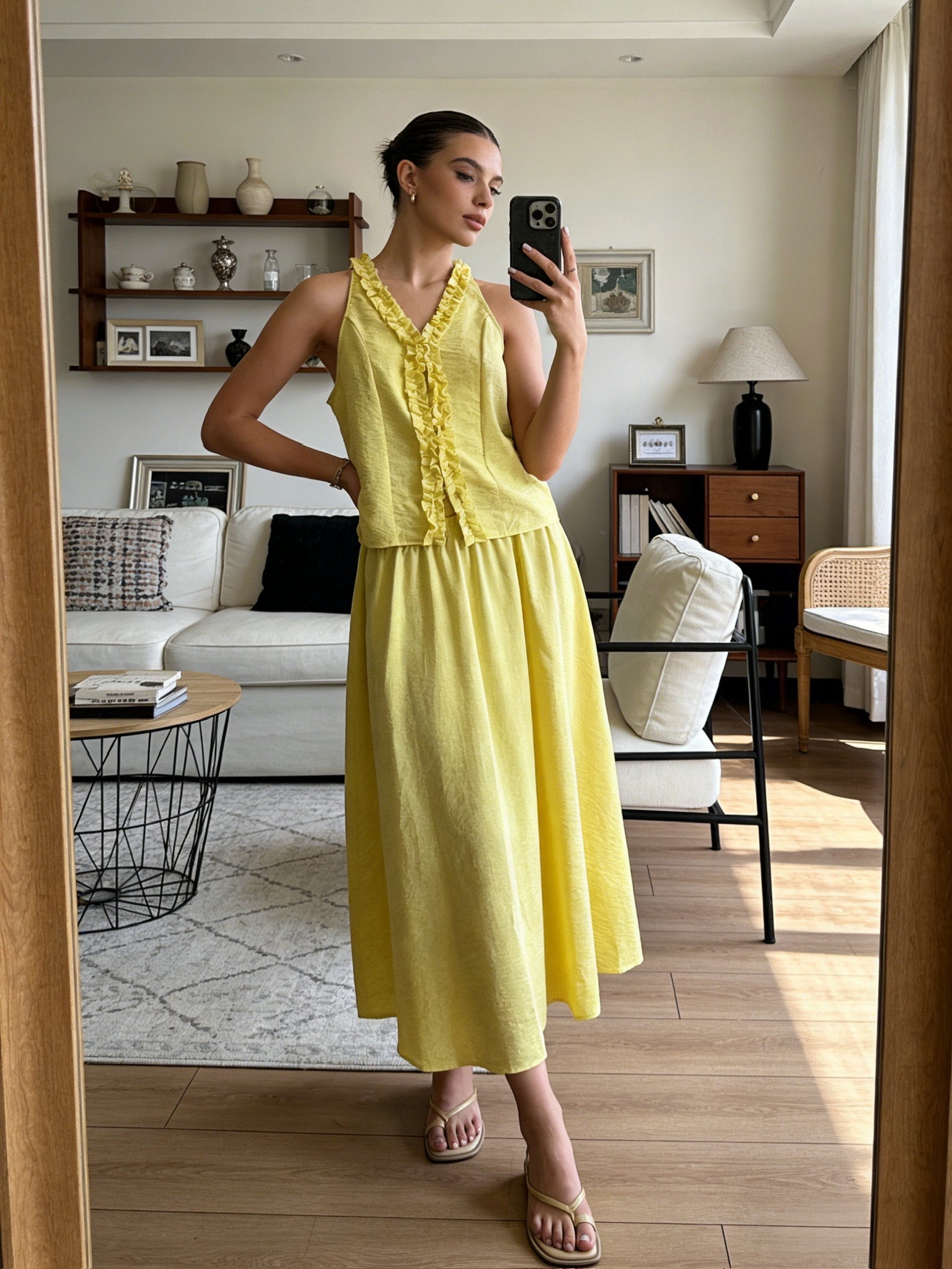 ÉCLAT 26 – Ensemble Top Volanté & Jupe Longue Fluide