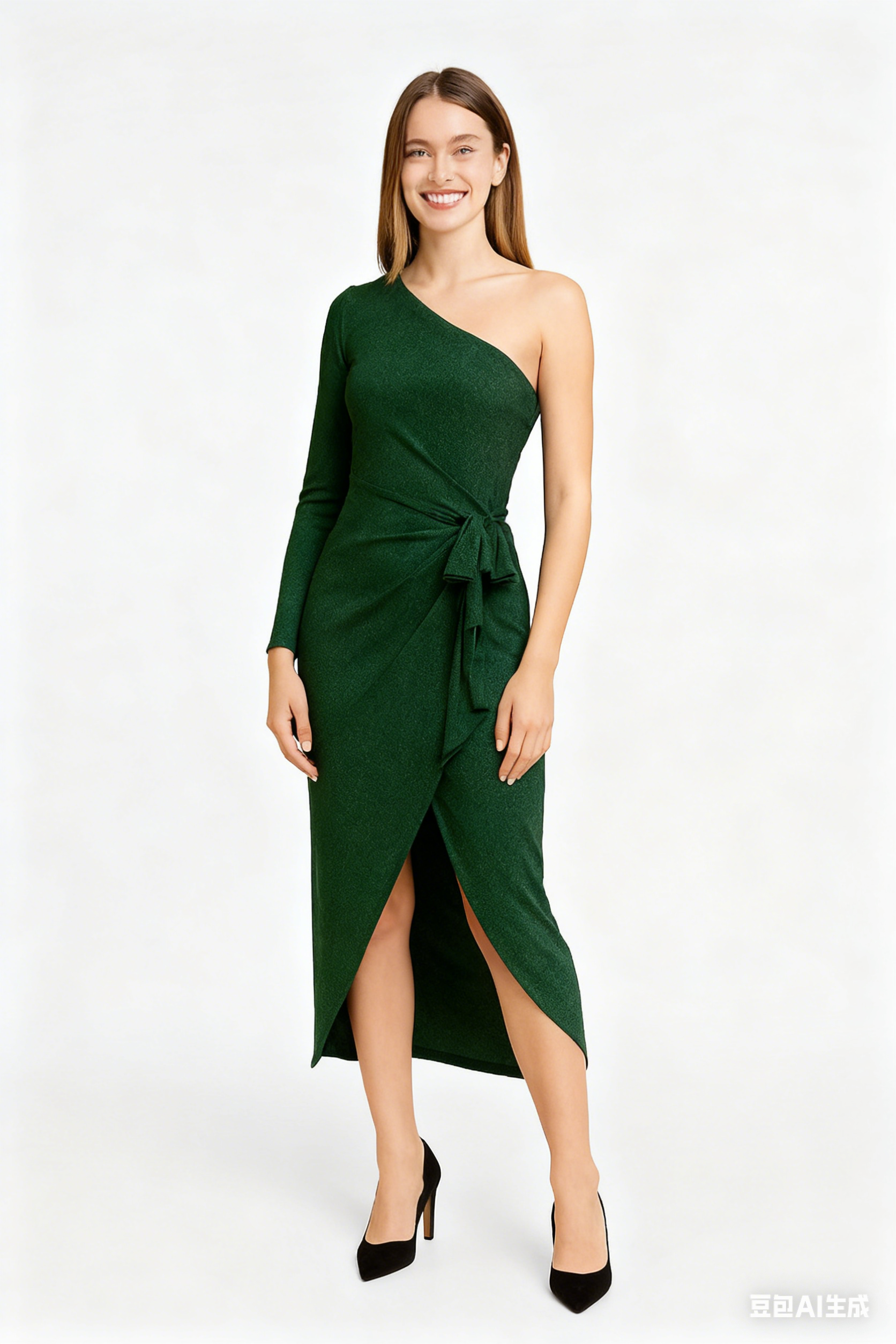 AMBER – Robe asymétrique drapée à nouer